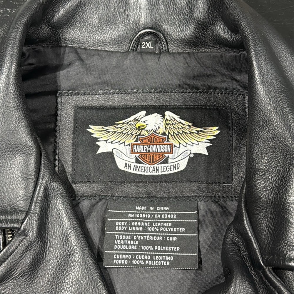 Harley-Davidson Vintage Heavy Leather Embroidered Riding Jacket with Armor - 2XL - Picture 11 of 13
